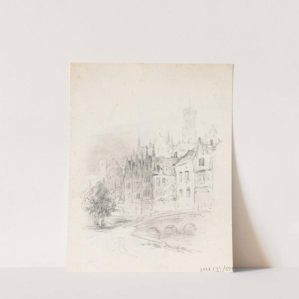 View from the Meebrug, on the Steenhouwersdijk in Bruges by Nicaise De Keyser
