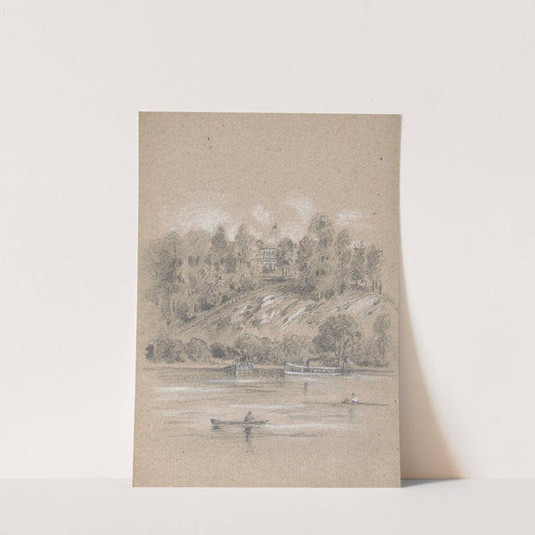 View from the Schuylkill River looking up toward a mansion, possibly Lemon Hill in Philadelphia, Pennsylvania (1856) by James Fuller Queen