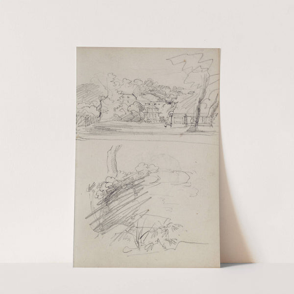 View of a Country House and Studies of Bushes and Foliage by Théodore Géricault