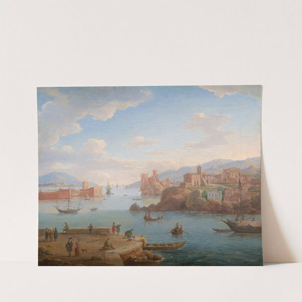 View of a Mediterranean harbour by Hendrik Frans Van Lint