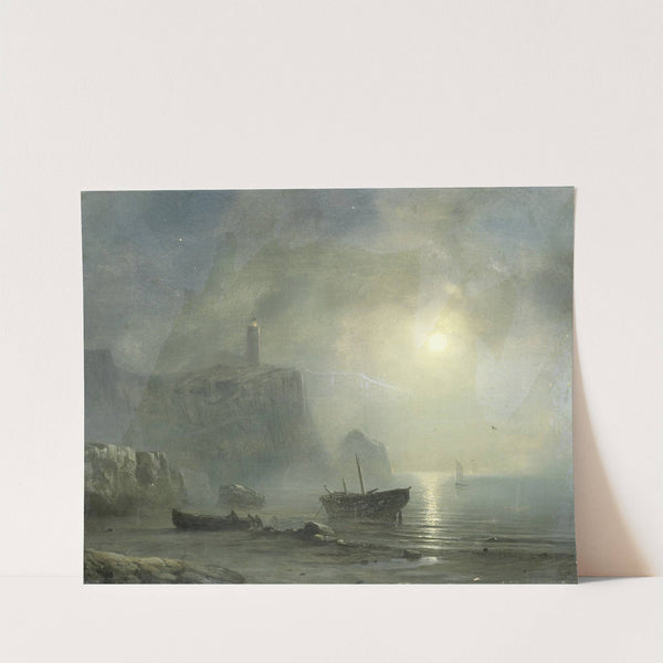 View of a Rocky Coast by Moonlight by Théodore Gudin