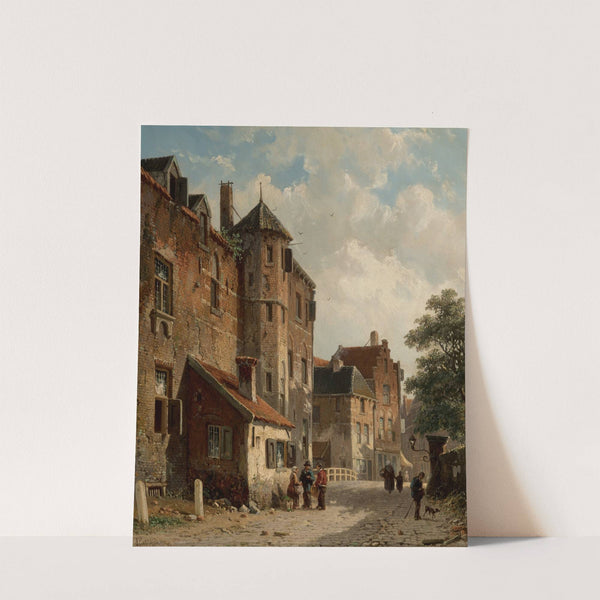 View of a sunlit Dutch street scene (late 19th century) by Adrianus Eversen