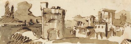 View of a Town with a Fortified Bridge (ca. 1757–59)