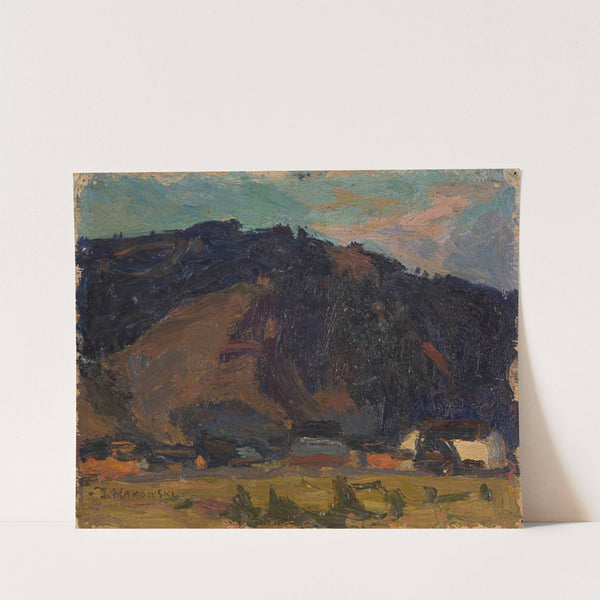 View of a village against the background of a mountain by Tadeusz Makowski