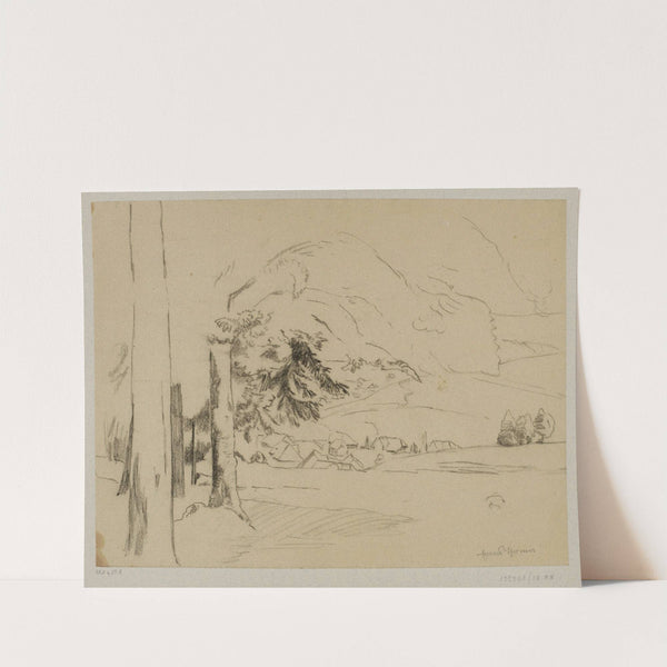 View of a village in a mountain valley (1879) by Hans Thoma