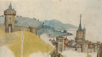View of a Walled City in a River Landscape