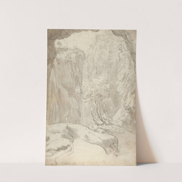 View of a Waterfall in Tivoli From Within a Cave by Guilliam du Gardijn