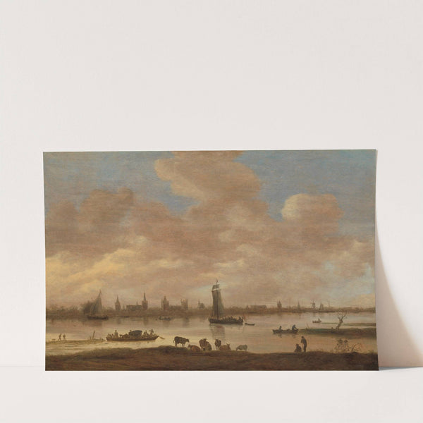 View of an Imaginary Town across a River, with the Tower of Saint Pol in Vianen (1649) by Jan van Goyen