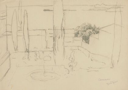 View of an Italian garden with a fountain (1895 - 1900)
