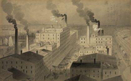 View of B.T. Babbitt’s ‘best soap’ factory buildings, New York City