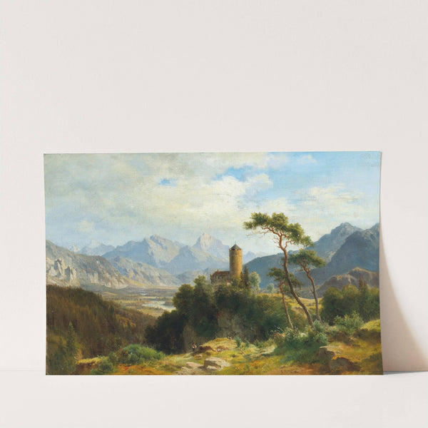 View of Castle Klamm in the Oberinntal with a view of the Sulstein by Ludwig Halauska