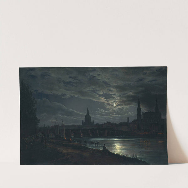 View of Dresden by Moonlight by Johan Christian Dahl