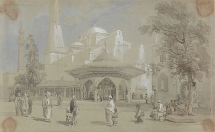 View of Hagia Sophia Mosque and Shadirvan Fountain, Istanbul