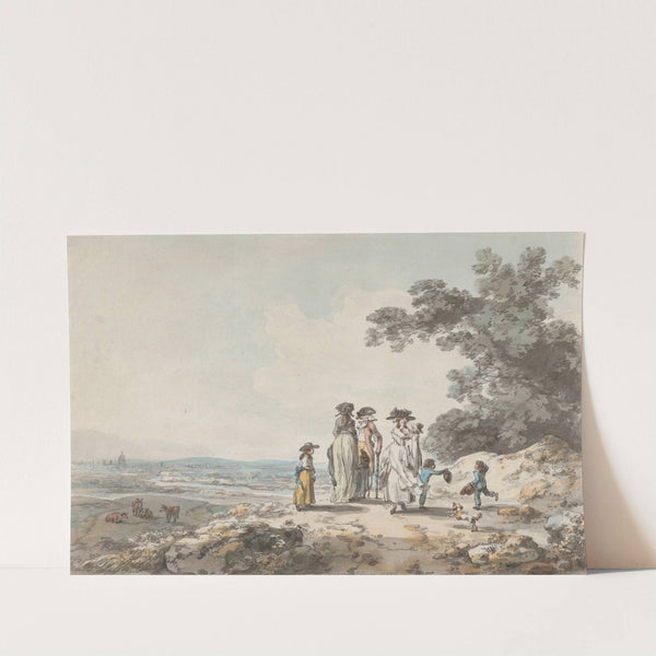 View of London with St. Paul’s in the Distance; A Family Pausing on a Road by Julius Caesar Ibbetson