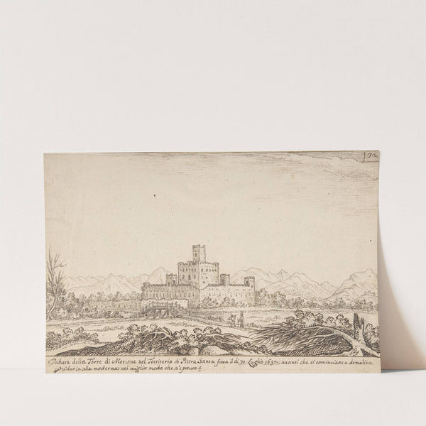 View of Motrone Castle (before its demolition around 1692) by Giovanni Francesco Grimaldi