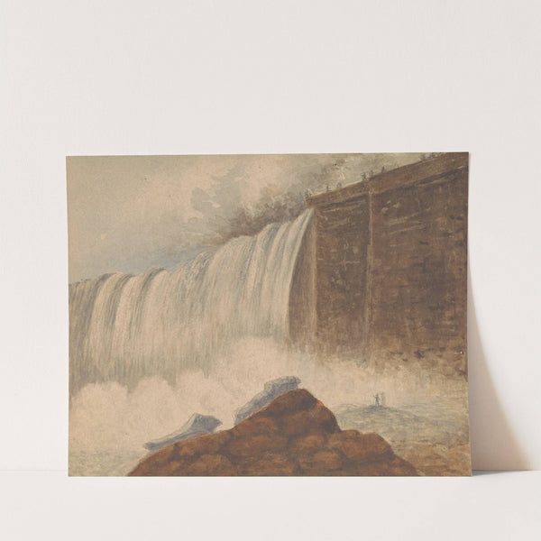 View of Niagara Falls with Two Figures on Rock in Right Foreground by Isaac Weld