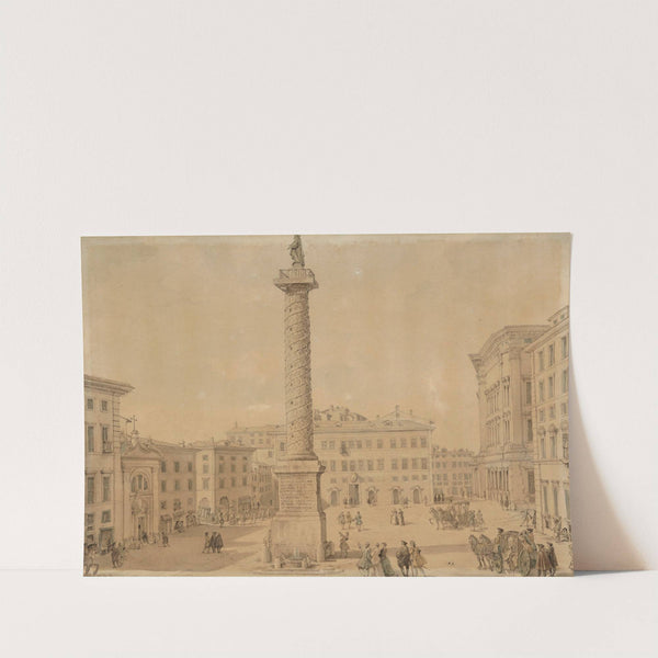 View of Piazza Colonna with the Column of Marcus Aurelius, Rome by Giovanni Paolo Panini