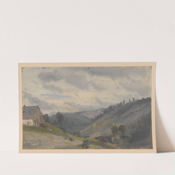 View of Przesieka behind a barn on the slope (1850-1881) by Adolf Dressler