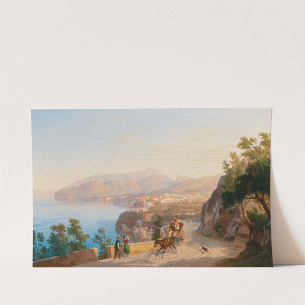 View of Sorrento, with a family outing in the foreground by Carl Wilhelm Götzloff