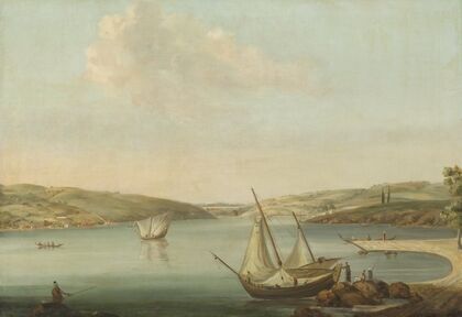View of the Bosporus, taken from the Height of Beykoz to the northwest, with the Aqueduct of Justinian in the background