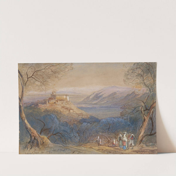 View of the Castello Caetani and the hill-town of Sermoneta, Lazio, Italy by Edward Lear