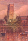 View of the Church of Saint John the Baptist, Chester, Cheshire, England, from the River Dee
