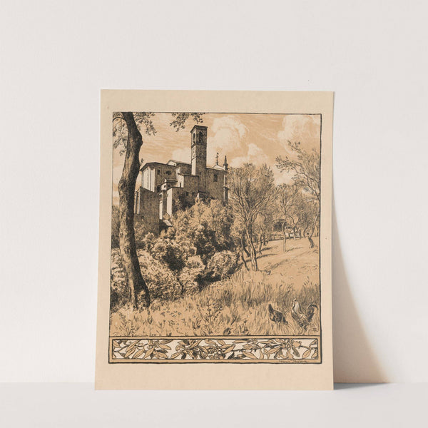 View of the church of St. Nicholas the Wonderworker on a hill in Gardone Riviera on Lake Garda, Lombardy (1897) by Hans Thoma