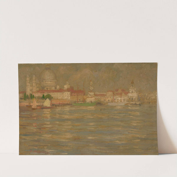 View of the city at waterside by Stanisław Chlebowski