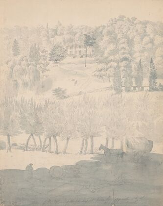 View of the house of Victor DuPont from the opposite side of the Brandywine Creek