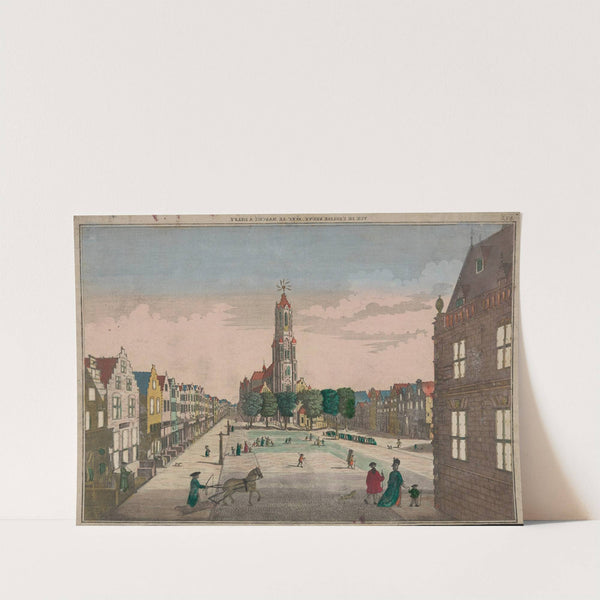 View of the new church and the market in Delft by Georg Balthasar Probst