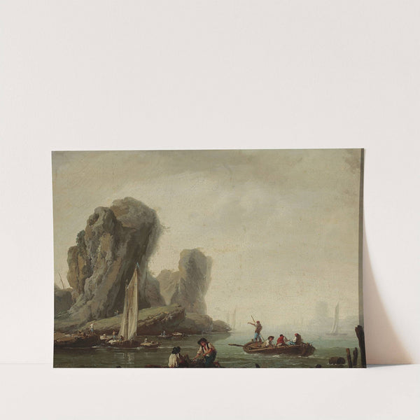 View of the sea with fishing boats by Jean-Baptiste Pillement