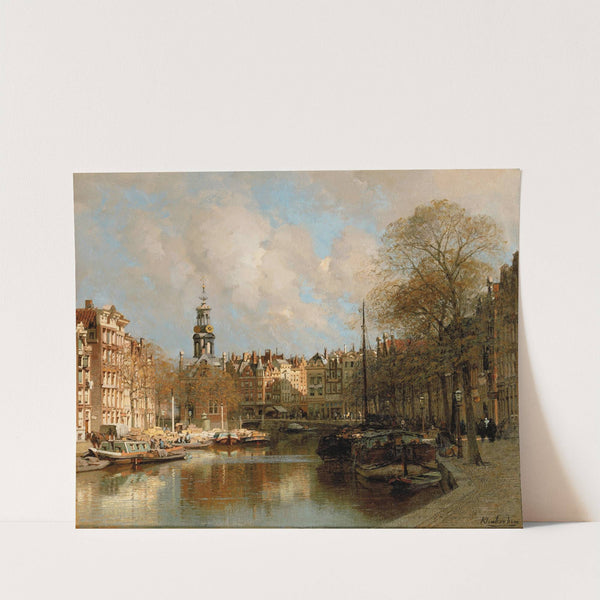 View of the Singel and the Bloemmarkt near the Munt, Amsterdam by Johannes Christiaan Karel Klinkenberg