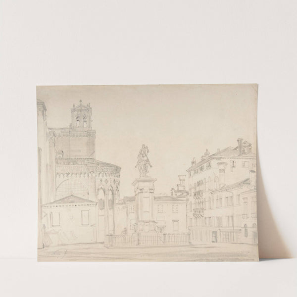 View of the South side of the church of Santi Giovanni e Paolo in Venice, with Verrocchio's statue of Bartolomeo Colleoni by Friedrich von Nerly