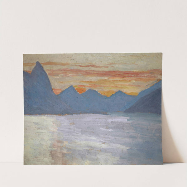 View on the Lake of Lugano toward the Mountains of Porlezza before Sunrise by Ernst Schiess