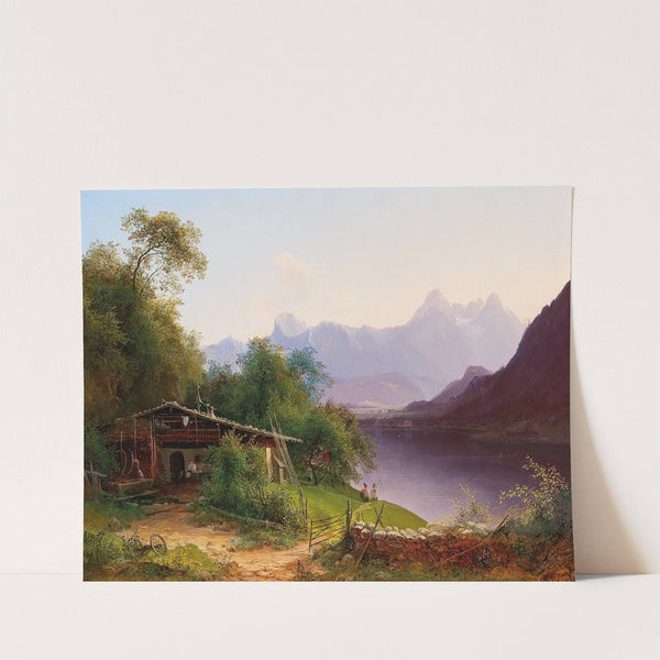 View over Lake Zell to the Steinernes Meer with Prielau Castle in the background by Josef Schwemminger
