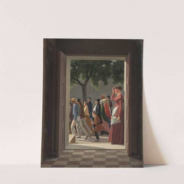 View through a Door to Running Figures (1844 – 1845) by Christoffer Wilhelm Eckersberg