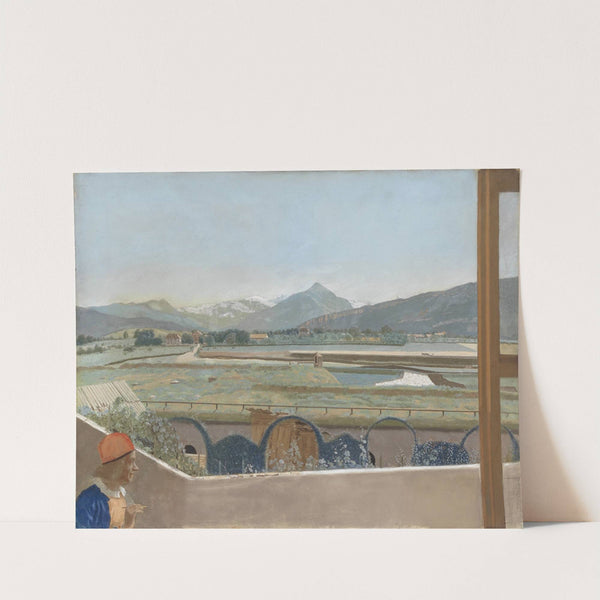View toward the Mont Blanc Massif from the Artist’s Studio at Geneva, with a Self-portrait by Jean-Etienne Liotard