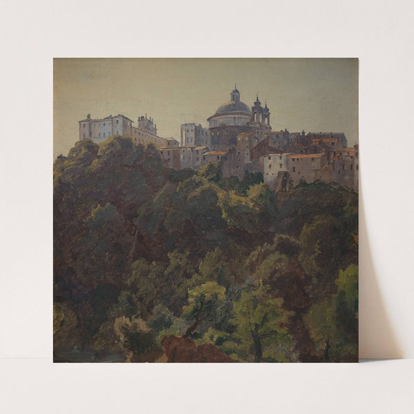 View towards Ariccia and the Palazzo Chigi and S. Maria dell’Assunzione, Italy (1842 – 1846) by Thorald Læssøe