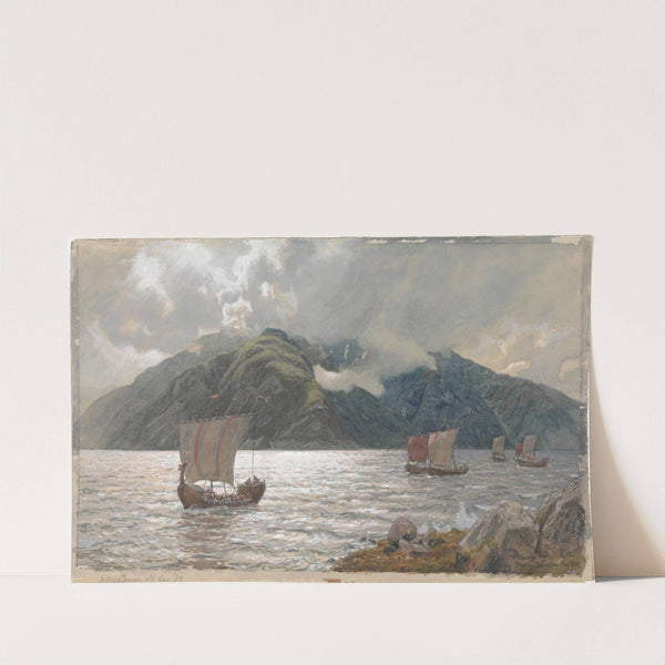 Viking Ships by Hans Gude