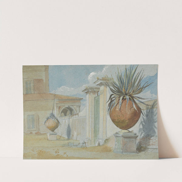 Villa Massimi, Rome: Gateway Flanked by Palms in Large Earthware Jars by Harry John Johnson