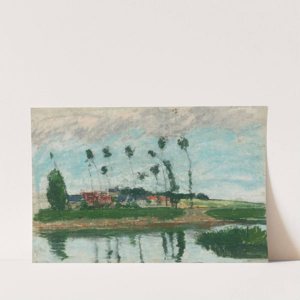 Village au bord d’un étang (circa 1869) by Camille Pissarro