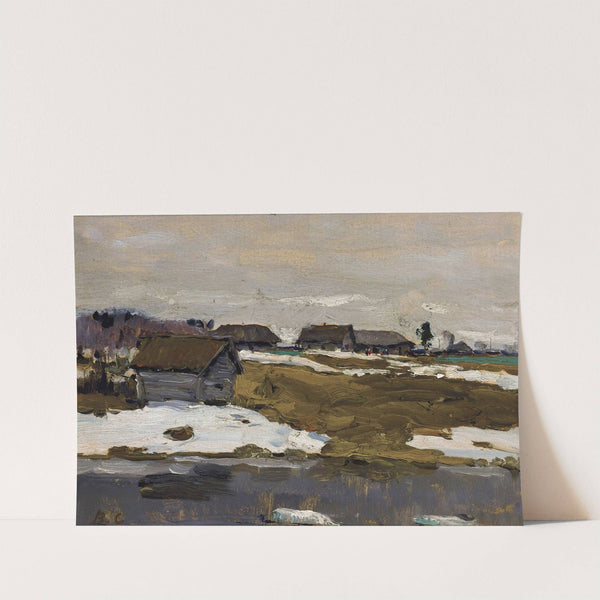 Village by the Water in Winter by Valentin Alexandrovich Serov