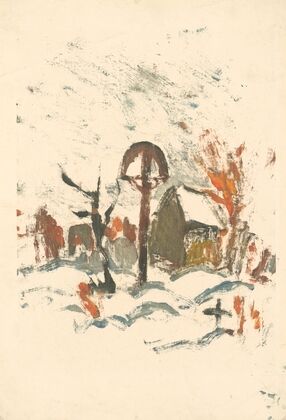 Village cemetery in winter