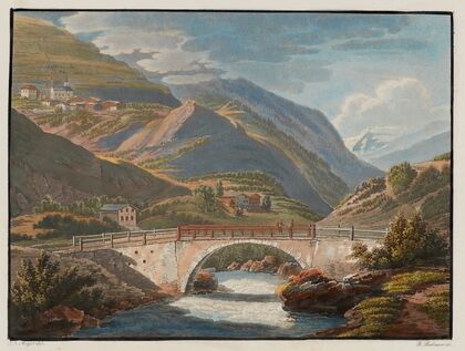 Village de Stilfs et le premier Pont sur la route du Col de Stilfs (Stevio) en Tyrol