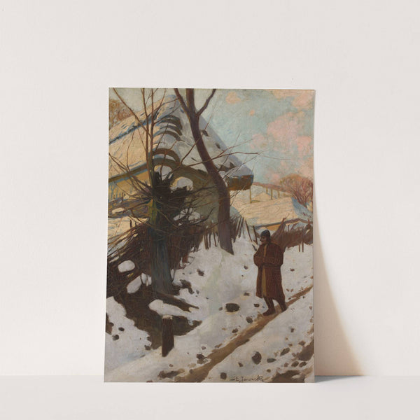 Village in wintertime by Stanisław Janowski