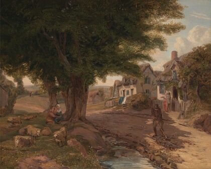 Village Scene (possibly Colickey Green, Essex)