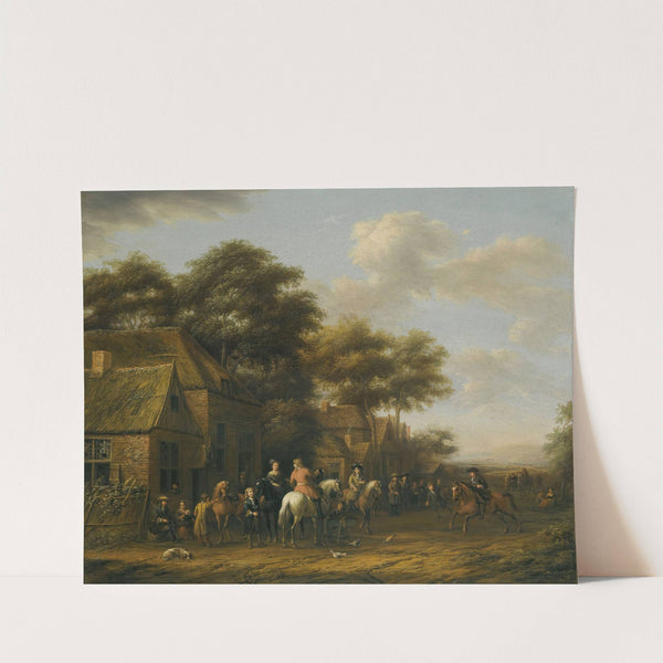 Village Scene With Numerous Figures, Horses And Chickens by Barent Gael
