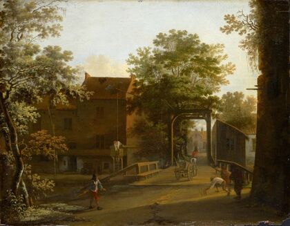 Village Street With Drawbridge