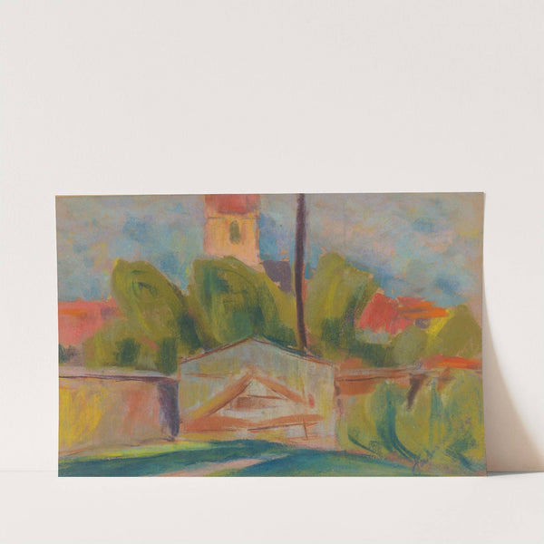 Village with a Church by Zolo Palugyay