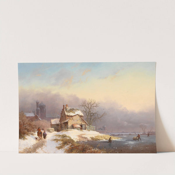 Villagers by a frozen river by Frederik Marinus Kruseman